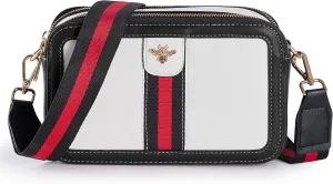 Fancy Forest Trendy Designer Bee Crossbody Bag for Women - PU Leather Camera Shoulder Handbag with Wide Strap