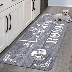 Farmhouse Laundry Room Rug Runner Organization 24"X72" Non Slip Mat Text Design Rug Machine Washable and Large Bathroom Rugs Stylish Versatile Laundry Room Rugs Decor
