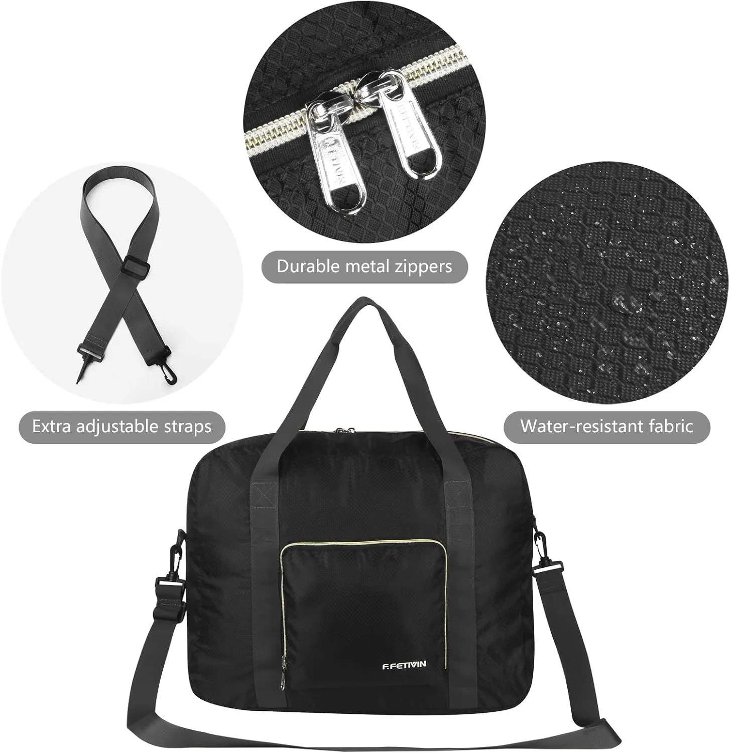 F.FETIVIN Personal item travel bag 18x14x8 for Spirit Airlines Lightweight carry on duffle bag waterproof for Gym,Sports,Vacation
