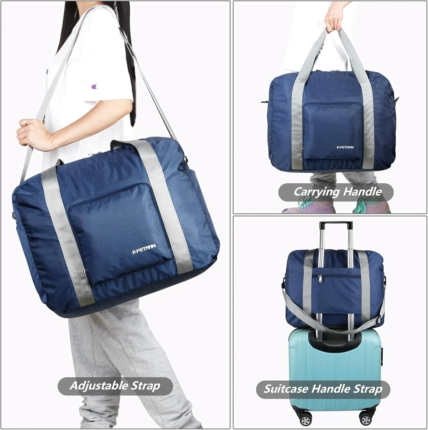 F.FETIVIN Personal item travel bag 18x14x8 for Spirit Airlines Lightweight carry on duffle bag waterproof for Gym,Sports,Vacation