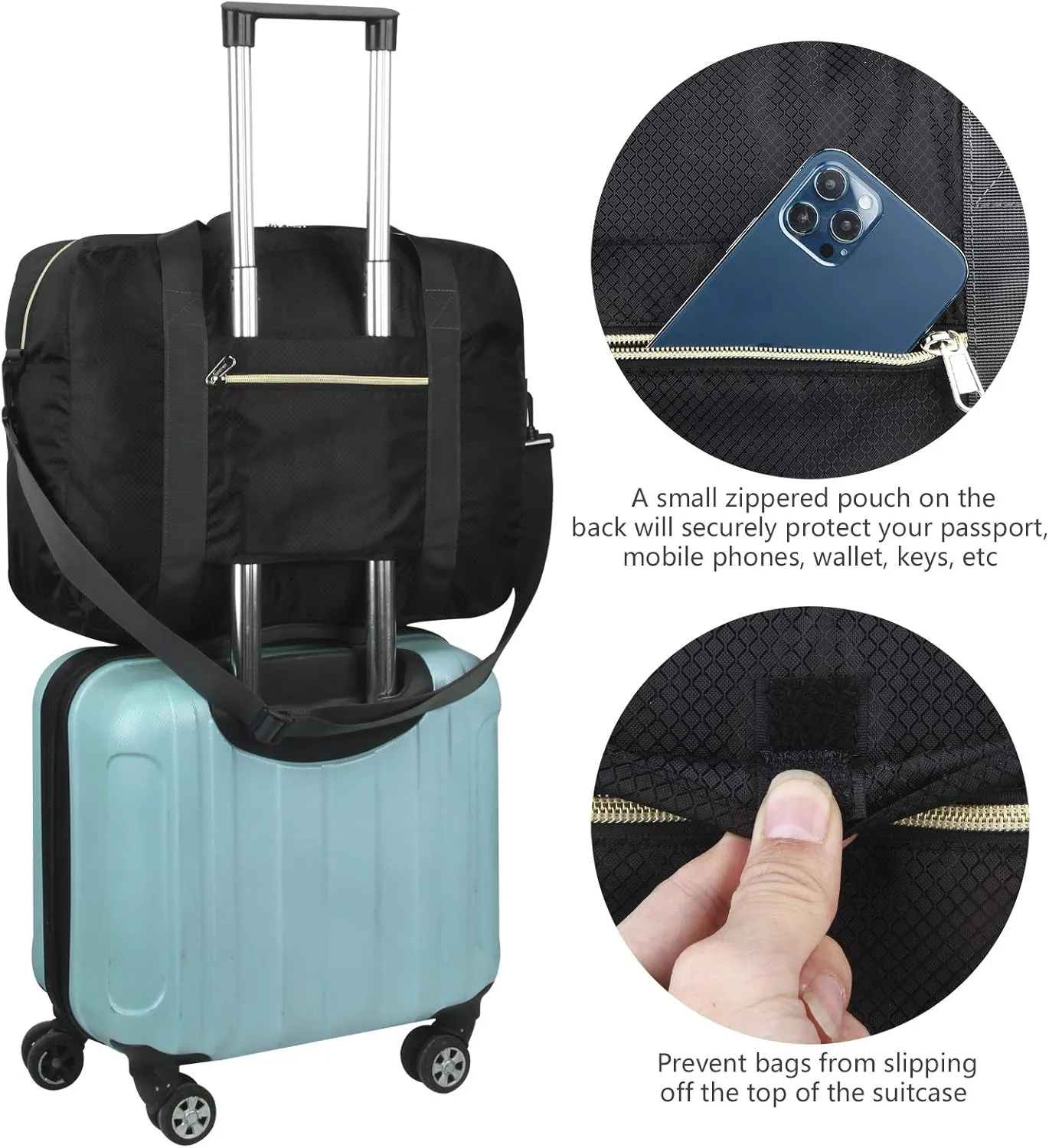 F.FETIVIN Personal item travel bag 18x14x8 for Spirit Airlines Lightweight carry on duffle bag waterproof for Gym,Sports,Vacation