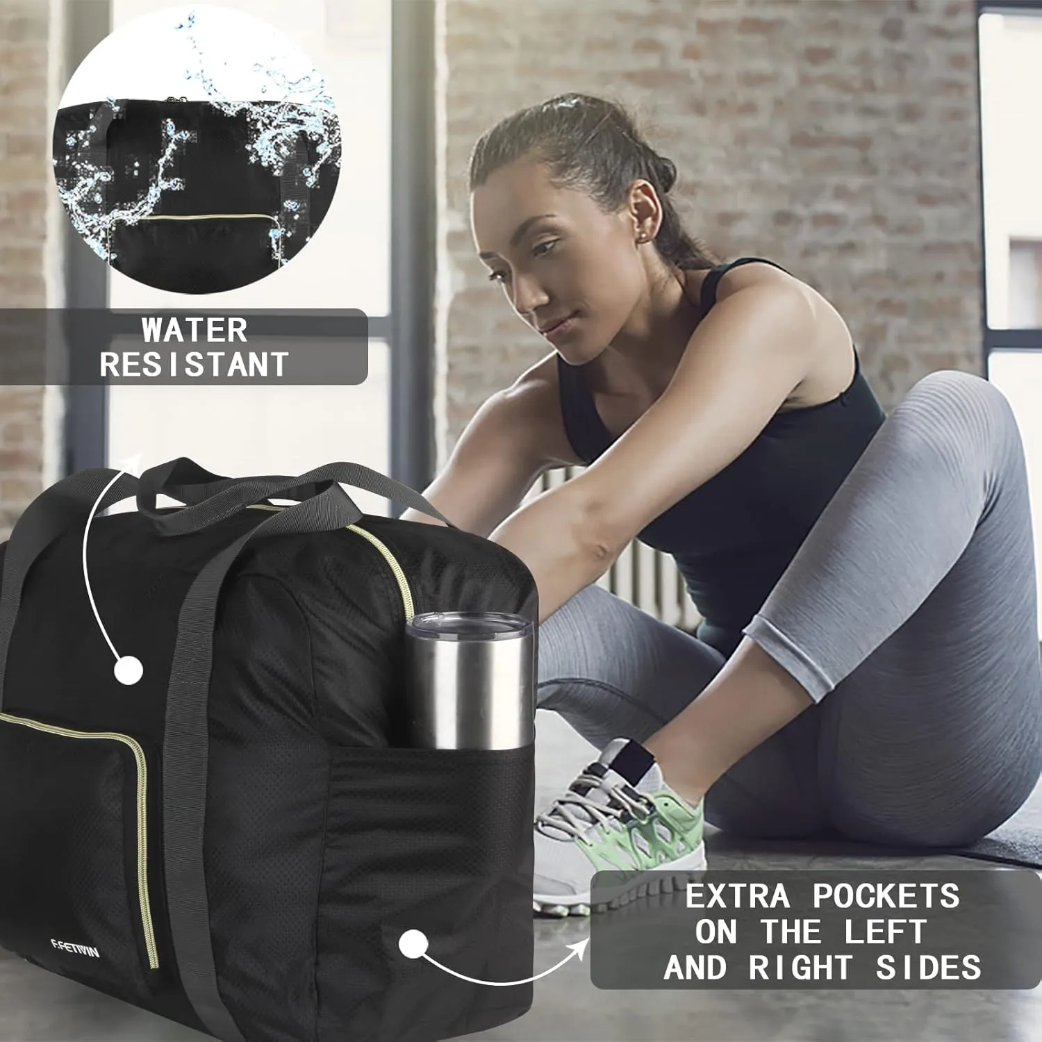 F.FETIVIN Personal item travel bag 18x14x8 for Spirit Airlines Lightweight carry on duffle bag waterproof for Gym,Sports,Vacation