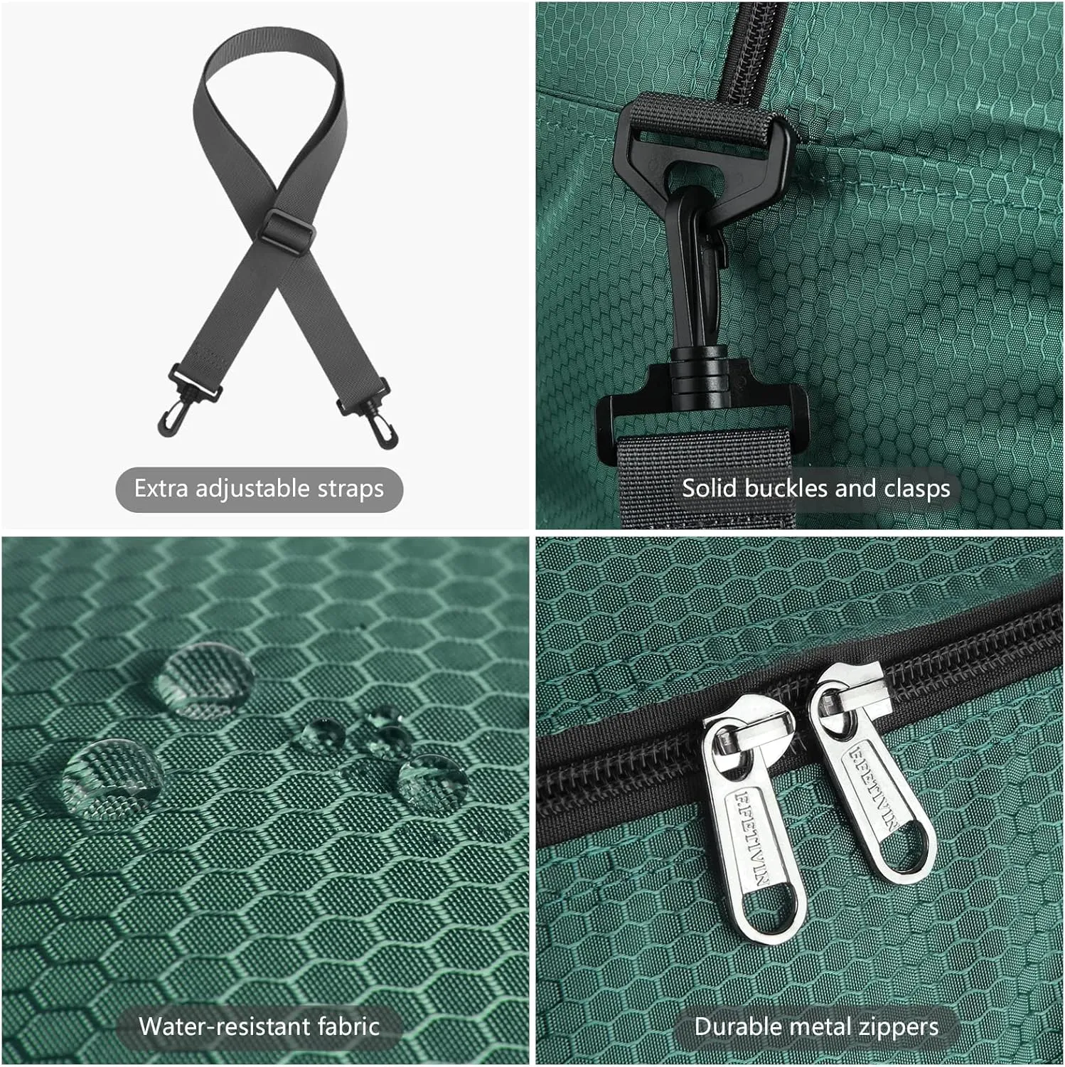 F.FETIVIN Personal item travel bag 18x14x8 for Spirit Airlines Lightweight carry on duffle bag waterproof for Gym,Sports,Vacation(Dark Green)