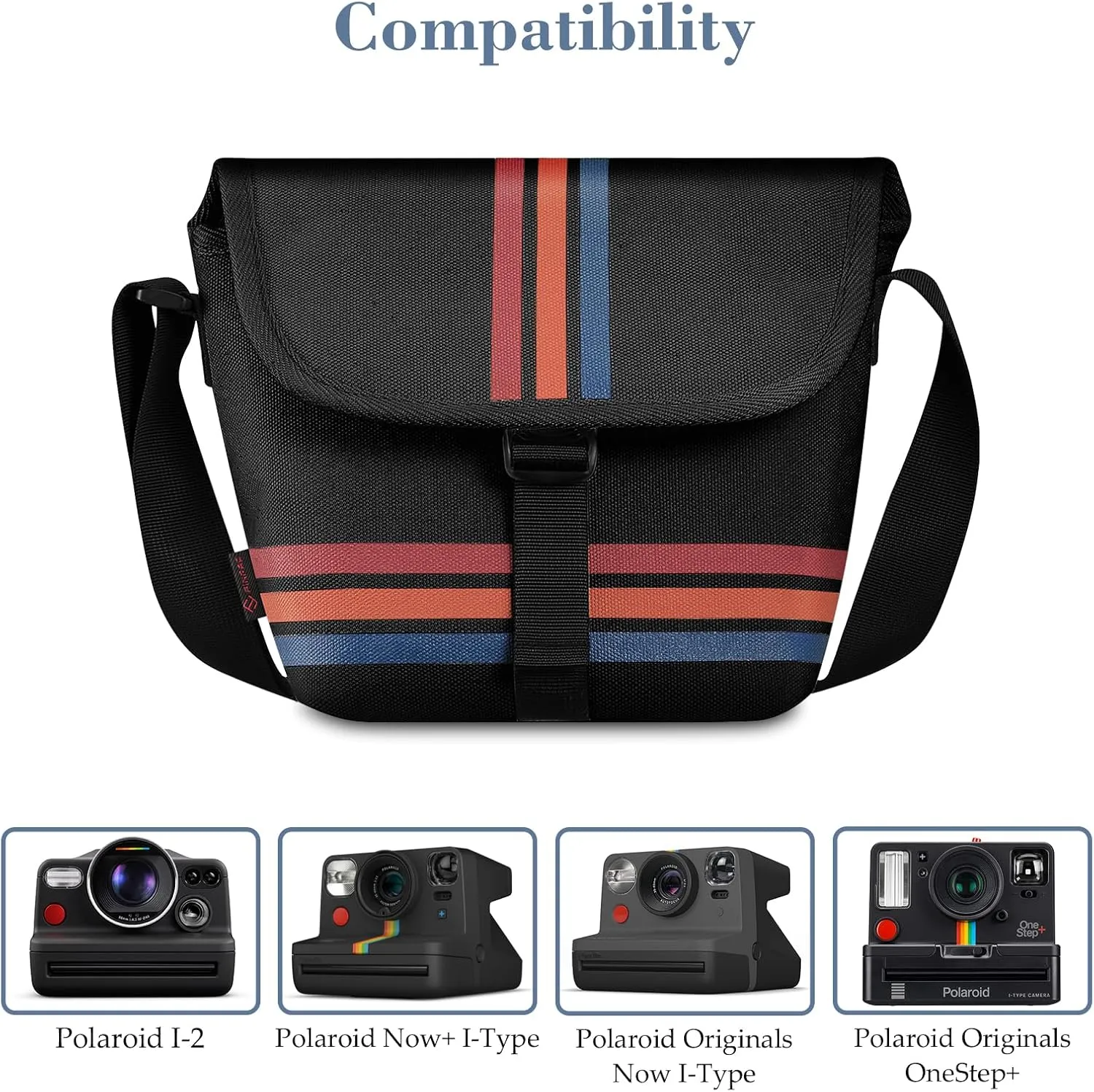 FINTIE Camera Bag Compatible with Polaroid Now  Generation 3rd/2nd/1st I-Type, Polaroid Flip, OneStep 2 VF, I-2 Instant Film Camera Travel Shoulder Case with Adjustable Strap Accessories