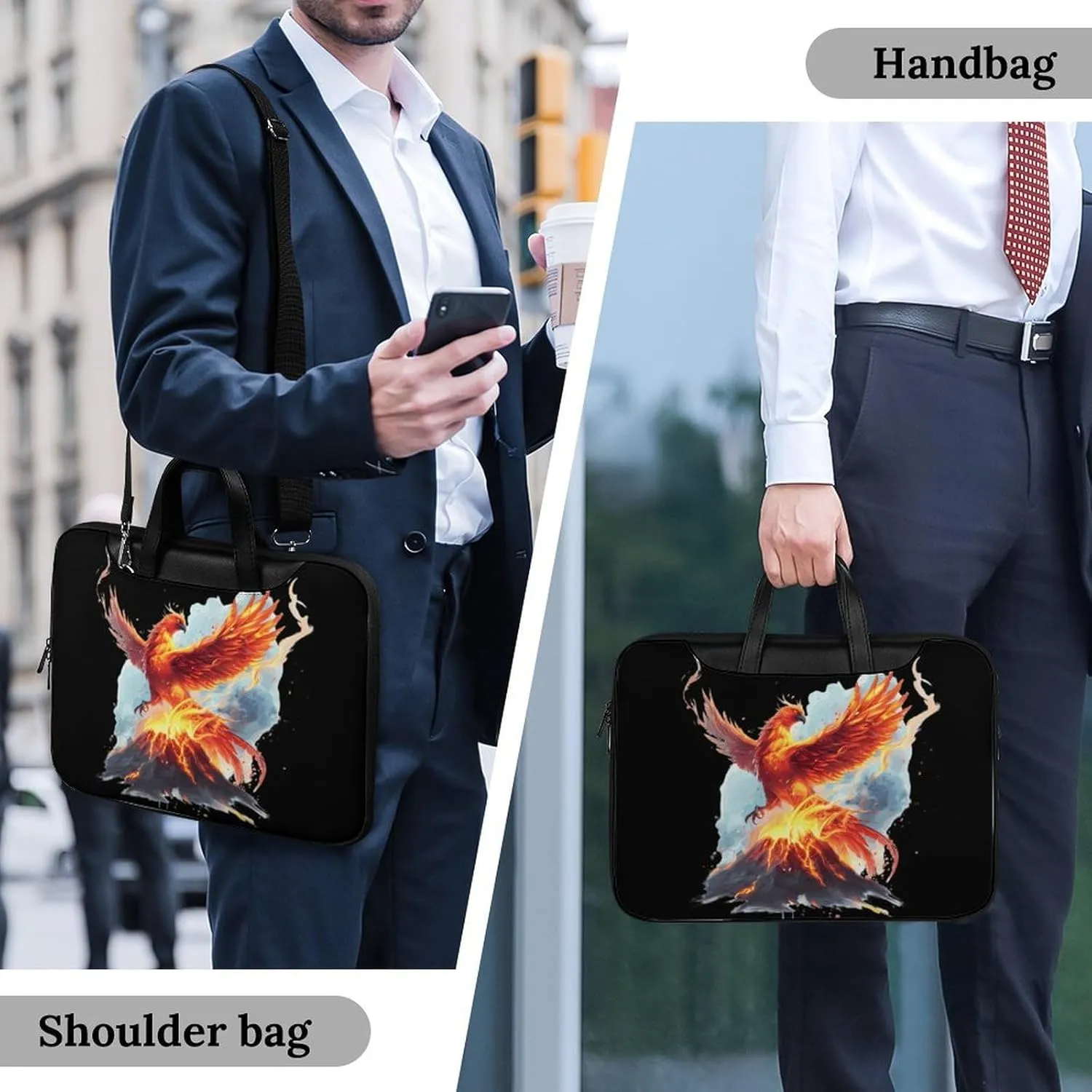 Fire Phoenixes Volcanoes Eruption Laptop Sleeve Bag Protective Case Handbag With Shoulder Strap for Computer 10-17 Inch