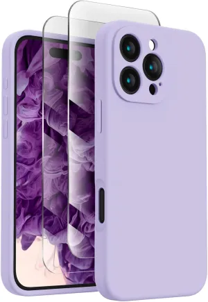 FireNova Designed for iPhone 16 Pro Case, Silicone Upgraded [Camera Protection] Phone Case with [2 Screen Protectors], Soft Anti-Scratch Microfiber Lining Inside, 2024, Clove Purple