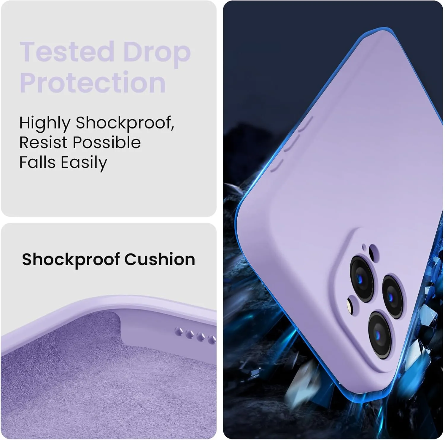 FireNova Designed for iPhone 16 Pro Case, Silicone Upgraded [Camera Protection] Phone Case with [2 Screen Protectors], Soft Anti-Scratch Microfiber Lining Inside, 2024, Clove Purple