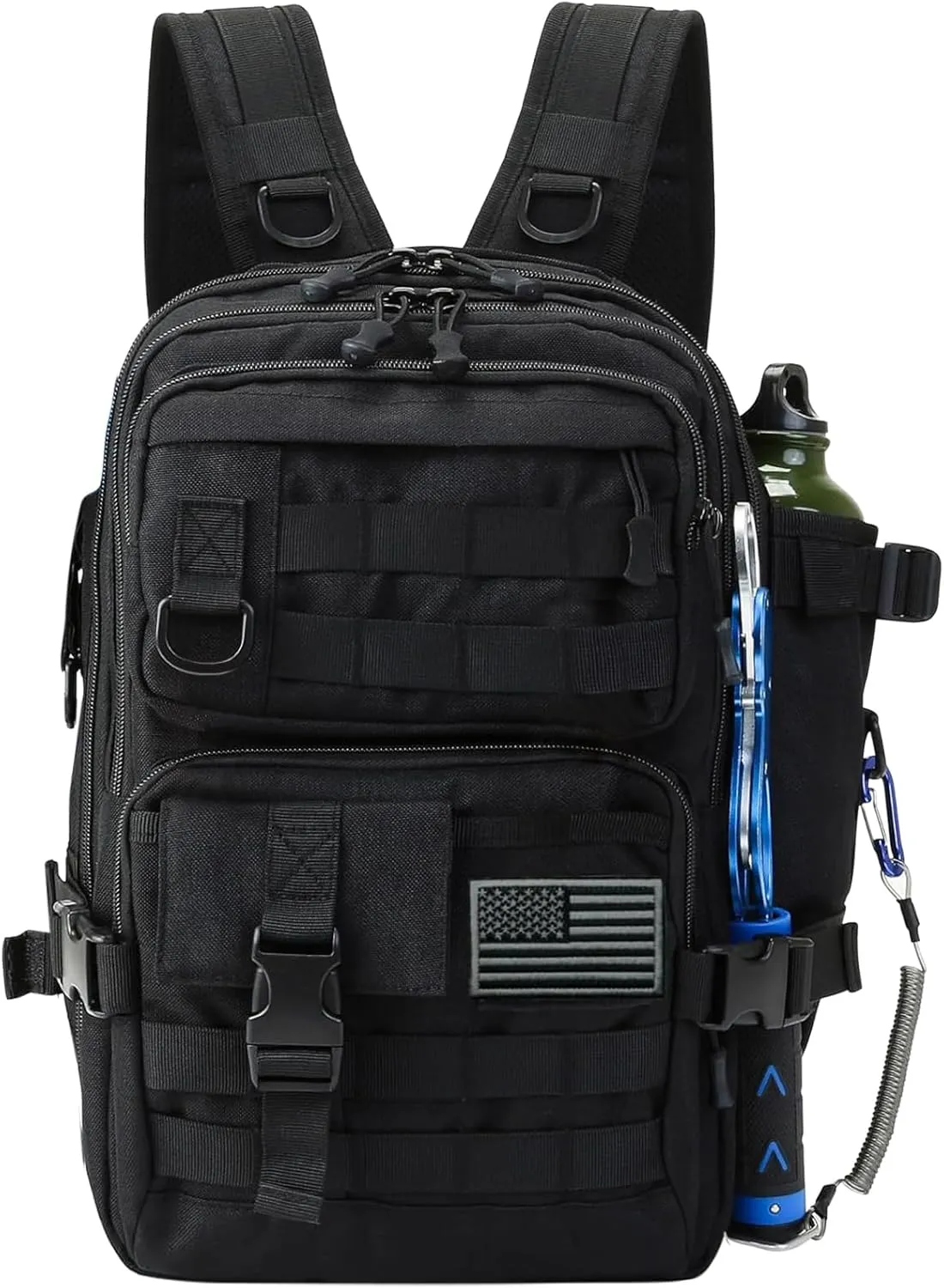 Fishing Backpack Tackle Storage Bag Fishing Gear and Equipment with Rod Holder Tackle Shoulder Sling Bag Backpack for Outdoor, Hunting, Hiking (Black)
