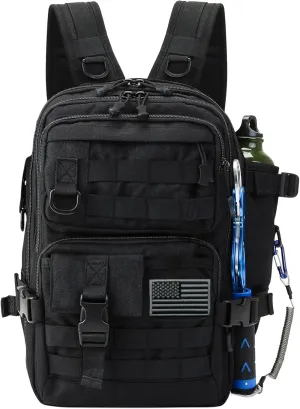 Fishing Backpack Tackle Storage Bag Fishing Gear and Equipment with Rod Holder Tackle Shoulder Sling Bag Backpack for Outdoor, Hunting, Hiking (Black)