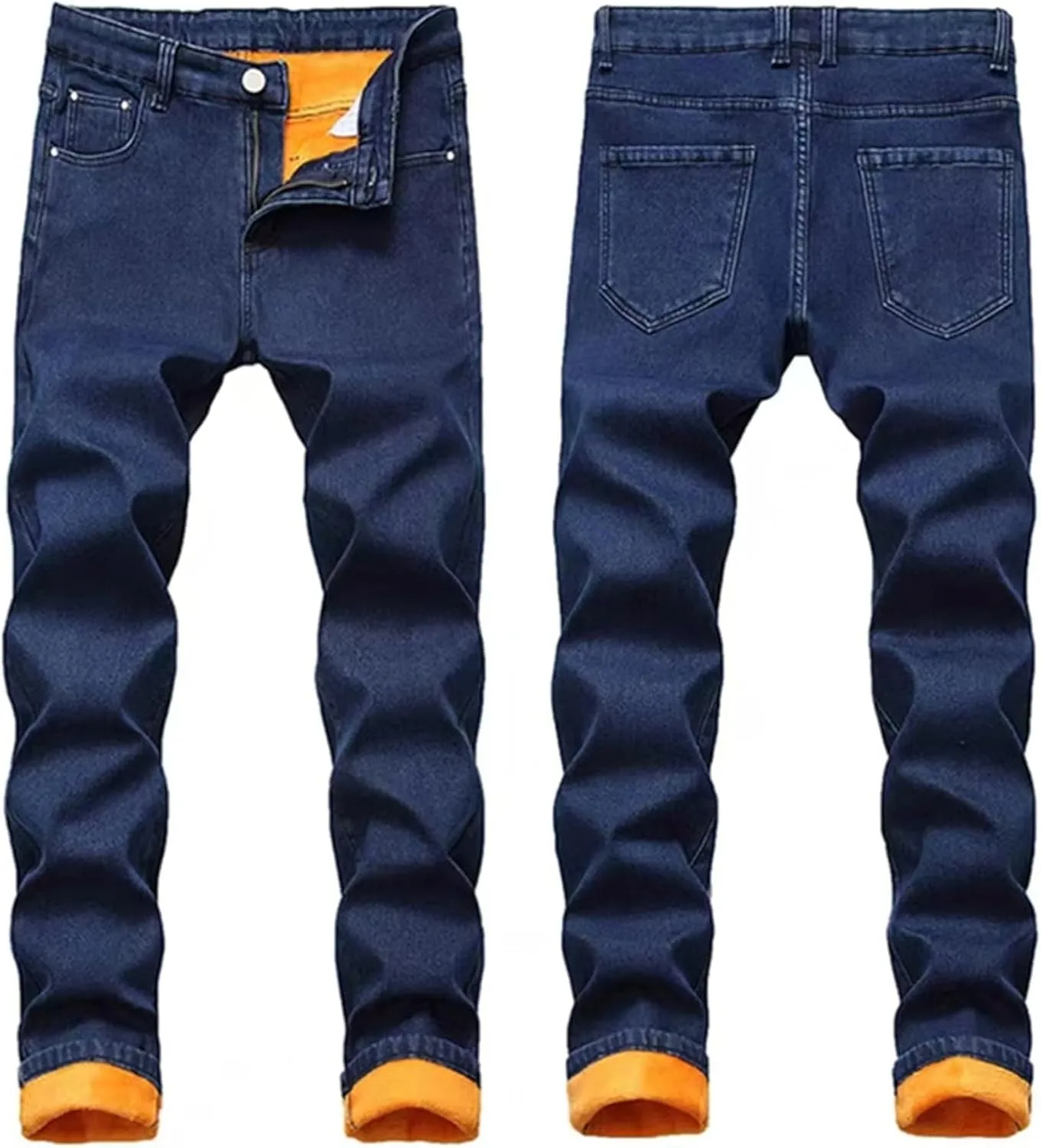 Fleece Lined Jeans Men,Winter Flannel Lined Jeans for Men Thermal Thicken Stretch Warm Denim Pants