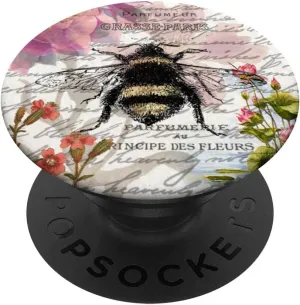 Floral Bumble Bee - Girly vintage flowers & bumblebee PopSockets PopGrip: Swappable Grip for Phones & Tablets