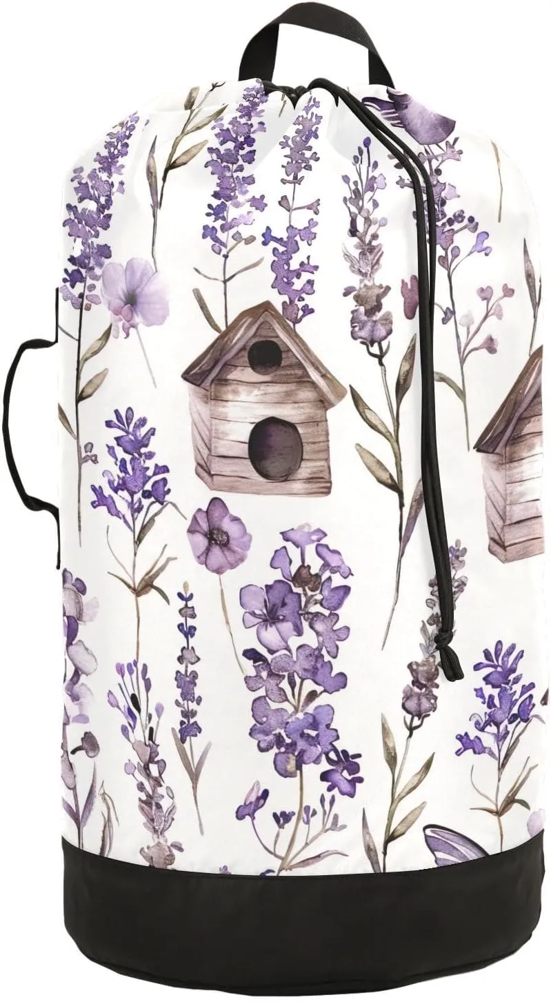 Flower Hut Laundry Backpack Bag, Waterproof Laundry Bag with Strap Extra Large Clothes Organizer Laundry Bag for Dorm Camping Laundry Room