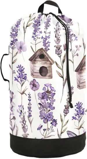 Flower Hut Laundry Backpack Bag, Waterproof Laundry Bag with Strap Extra Large Clothes Organizer Laundry Bag for Dorm Camping Laundry Room