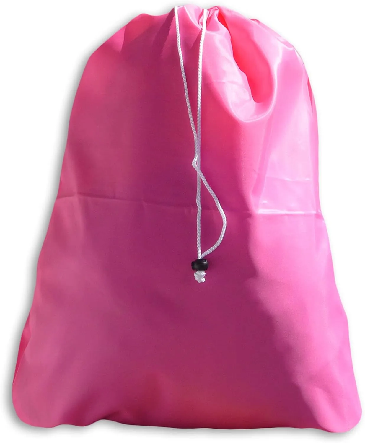 Fluorescent Pink Travel Laundry Bag, Drawstring, Lock Closure