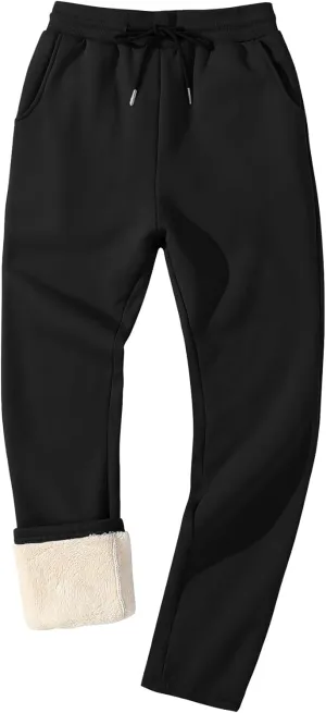 Flygo Men's Fleece Lined Sherpa Sweatpants Winter Warm Pants Jogger Lounge Athletic Pant with Pockets