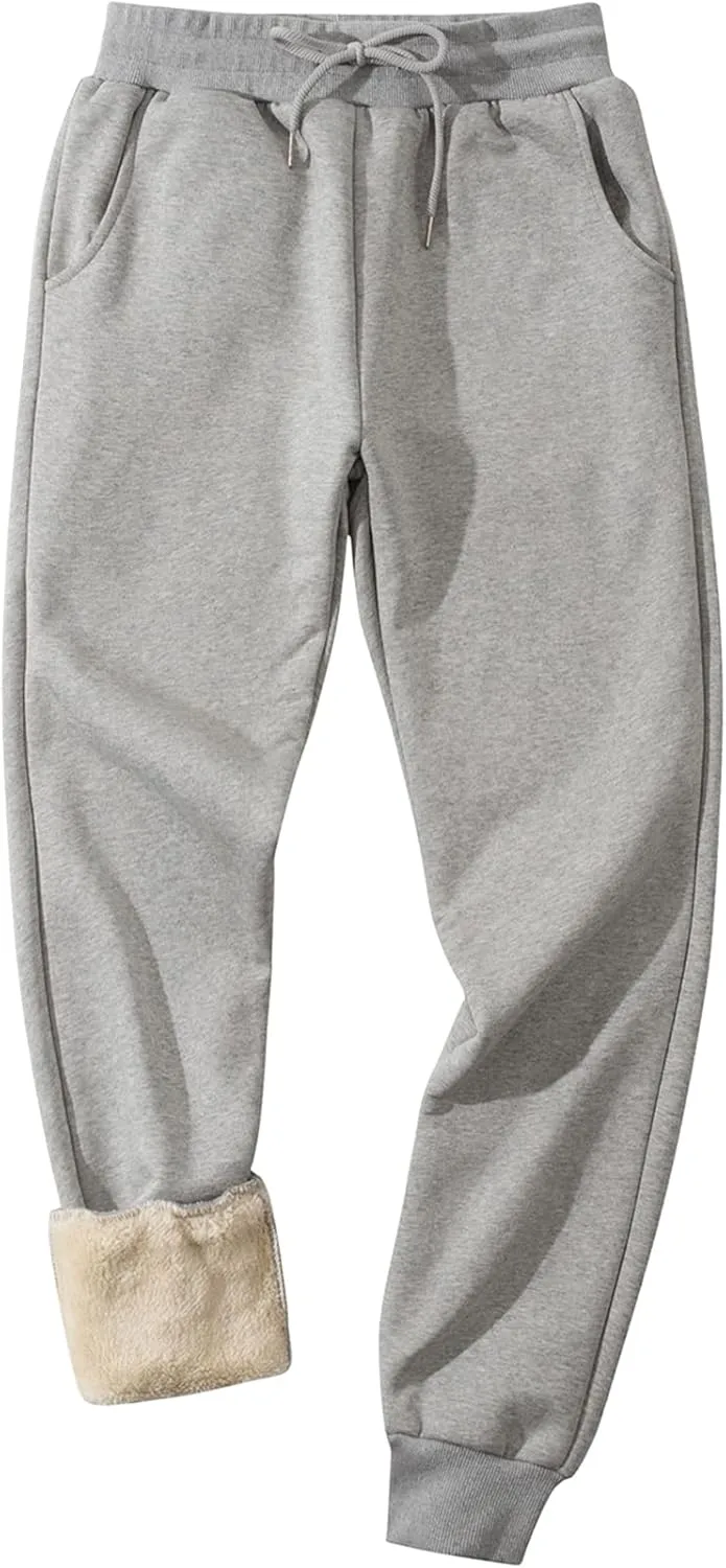 Flygo Men's Fleece Lined Sherpa Sweatpants Winter Warm Pants Jogger Lounge Athletic Pant with Pockets