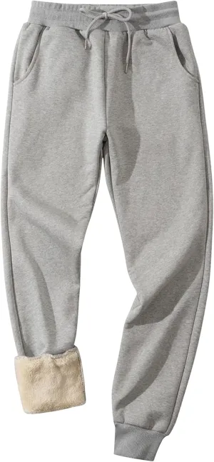 Flygo Men's Fleece Lined Sherpa Sweatpants Winter Warm Pants Jogger Lounge Athletic Pant with Pockets