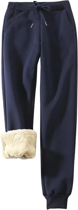 Flygo Womens Sherpa Lined Athletic Sweatpants Winter Active Joggers Fleece Pants