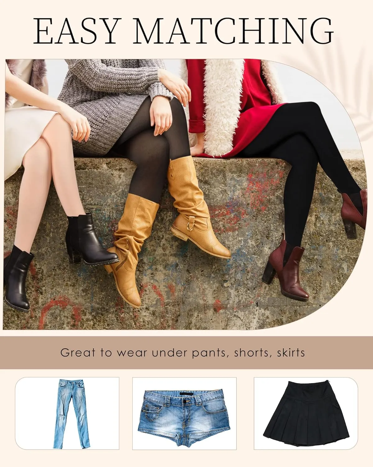 Foaincore 4 Pairs Fleece Lined Tights Women Fleece Lined Leggings Translucent Winter Sheer Tights Warm Pantyhose for Women