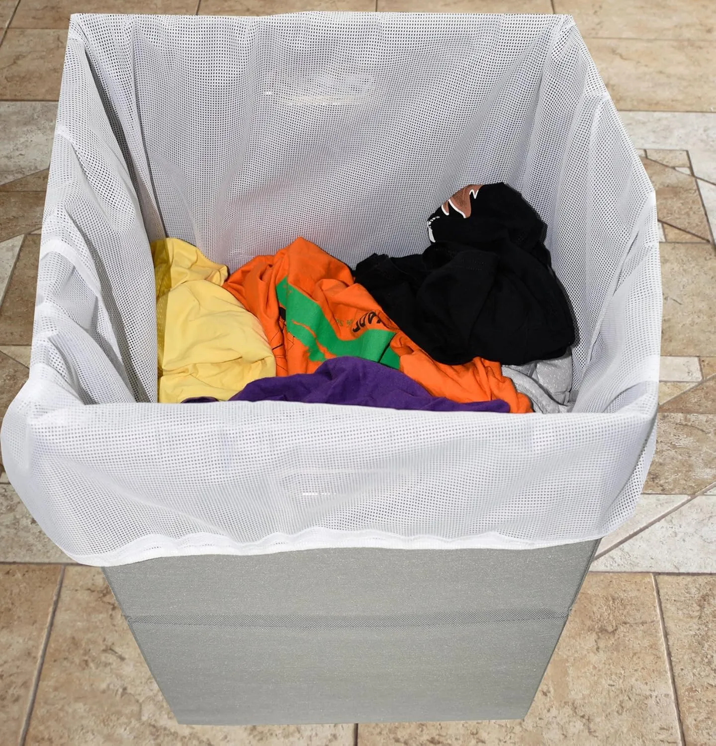 Foldable Large Laundry Hamper With Laundry Bag - Premium Durable Non-Woven Fabric, Plastic Board, Extra-Large Size, Space-Saving & Compact Clothes Basket With Metal Handles (Gray)