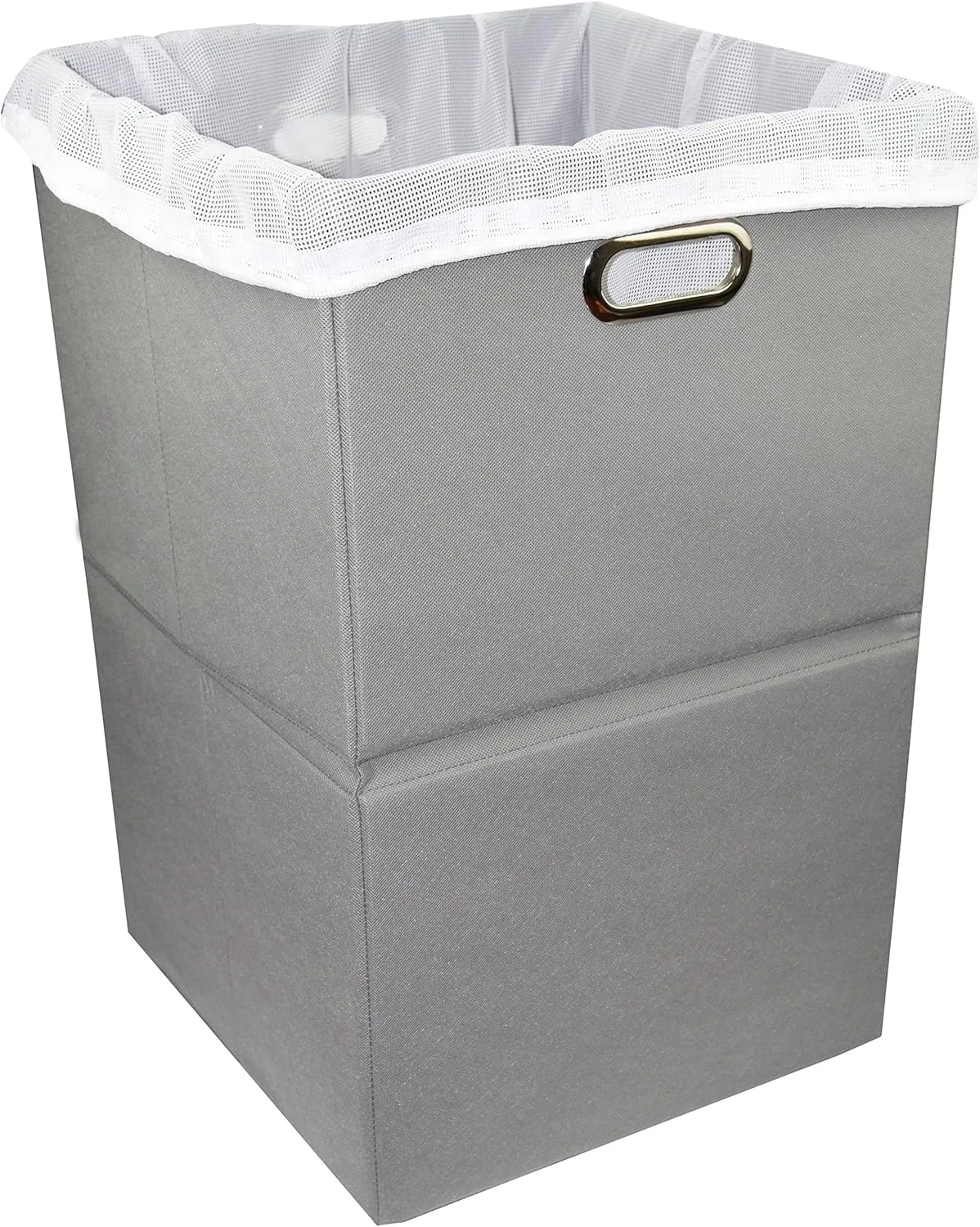 Foldable Large Laundry Hamper With Laundry Bag - Premium Durable Non-Woven Fabric, Plastic Board, Extra-Large Size, Space-Saving & Compact Clothes Basket With Metal Handles (Gray)