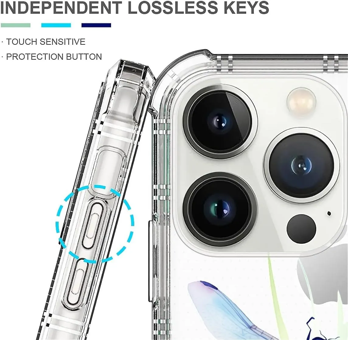 for iPhone 15 Pro Max Case,Clear Dragonfly Point Water Pattern Graphic for Girl Women Soft Silicone Shock Protection for iPhone 15 Pro Max