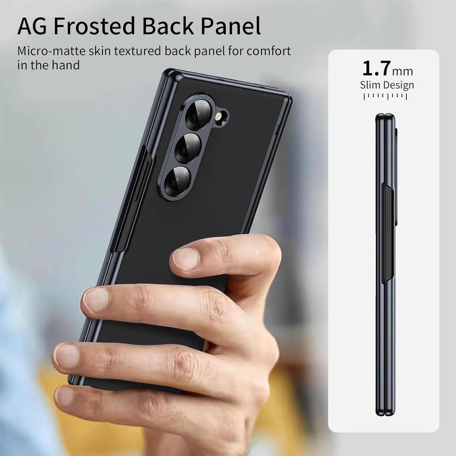 for Samsung Galaxy Z Fold 6 Case with Screen Protector, Hinge Protection Phone Case for Samsung Z Fold 6 5G Protective Case Hard PC Case Cover 360 Shockproof Slim Fit All Inclusive Cases (Black)