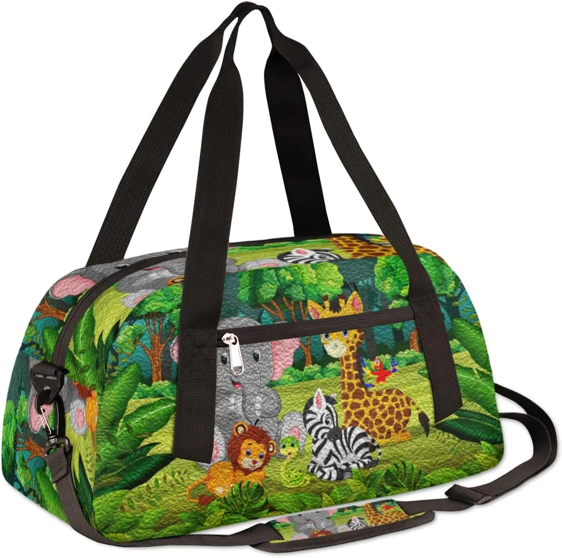 Forest Animals Kids Duffel Bag for Girls Boys Teens, Animals Oil Painting Dance Bag Overnight Small Duffel Bag Carry On Weekend Sports Gym Travel Bag for School Practice Gymnastics Ballet
