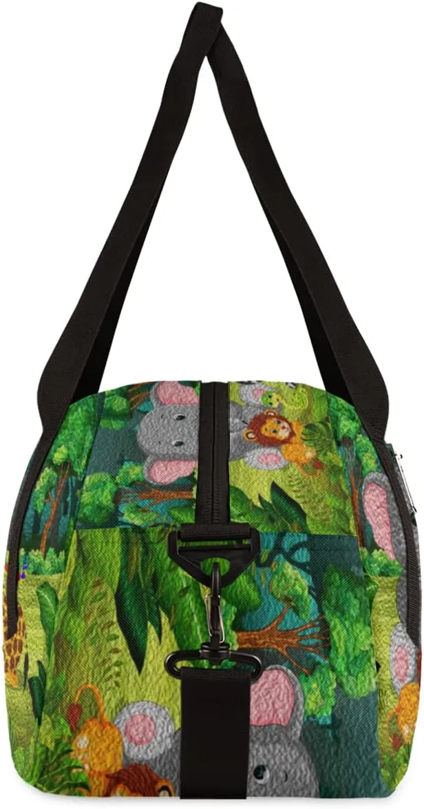 Forest Animals Kids Duffel Bag for Girls Boys Teens, Animals Oil Painting Dance Bag Overnight Small Duffel Bag Carry On Weekend Sports Gym Travel Bag for School Practice Gymnastics Ballet