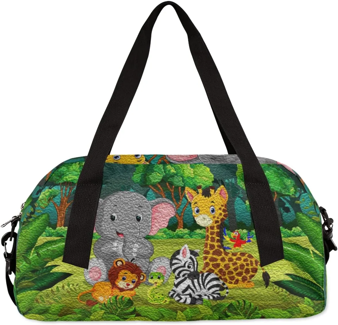 Forest Animals Kids Duffel Bag for Girls Boys Teens, Animals Oil Painting Dance Bag Overnight Small Duffel Bag Carry On Weekend Sports Gym Travel Bag for School Practice Gymnastics Ballet