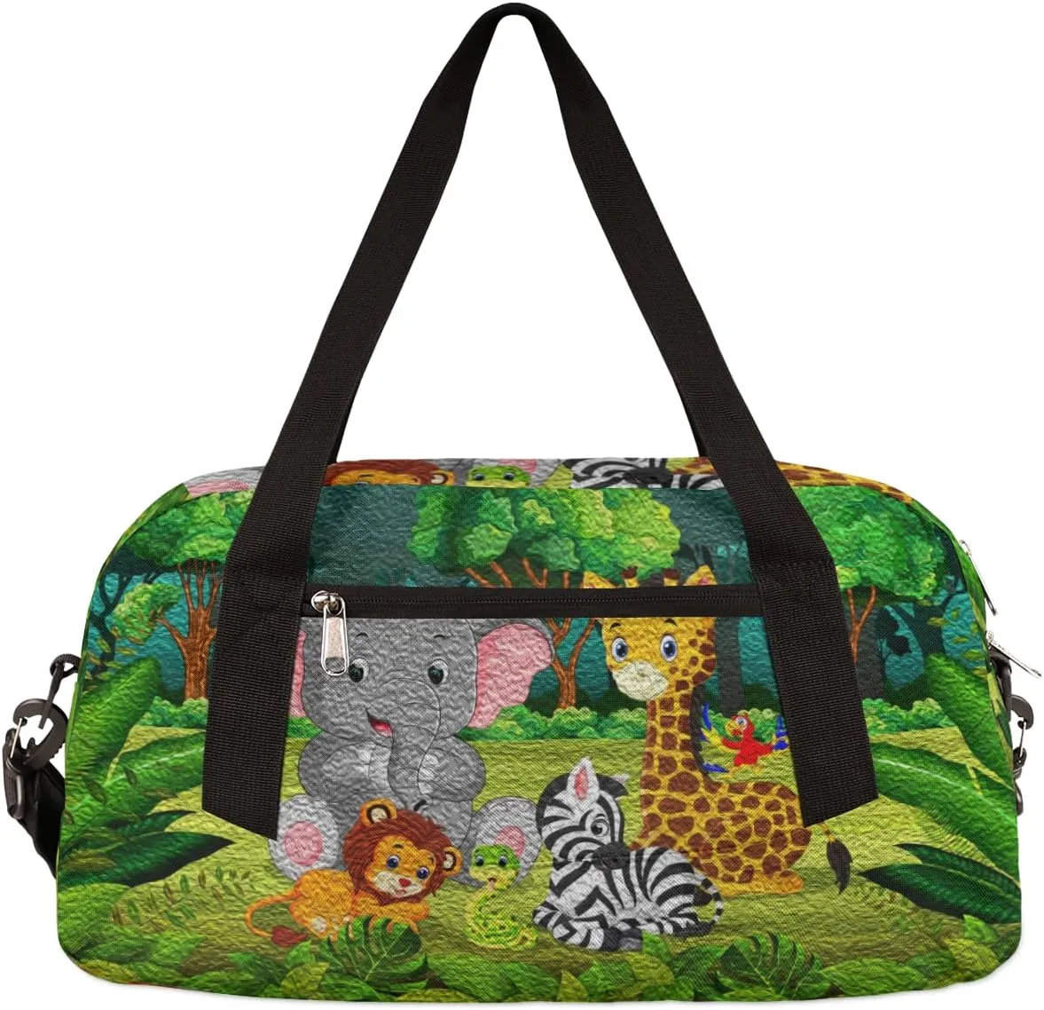 Forest Animals Kids Duffel Bag for Girls Boys Teens, Animals Oil Painting Dance Bag Overnight Small Duffel Bag Carry On Weekend Sports Gym Travel Bag for School Practice Gymnastics Ballet
