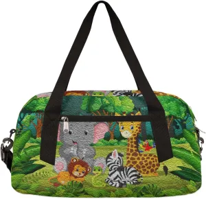 Forest Animals Kids Duffel Bag for Girls Boys Teens, Animals Oil Painting Dance Bag Overnight Small Duffel Bag Carry On Weekend Sports Gym Travel Bag for School Practice Gymnastics Ballet