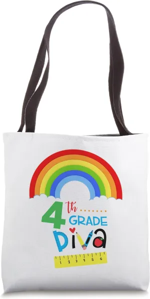 Fourth Grade Diva Back To School First Day Of School Rainbow Tote Bag