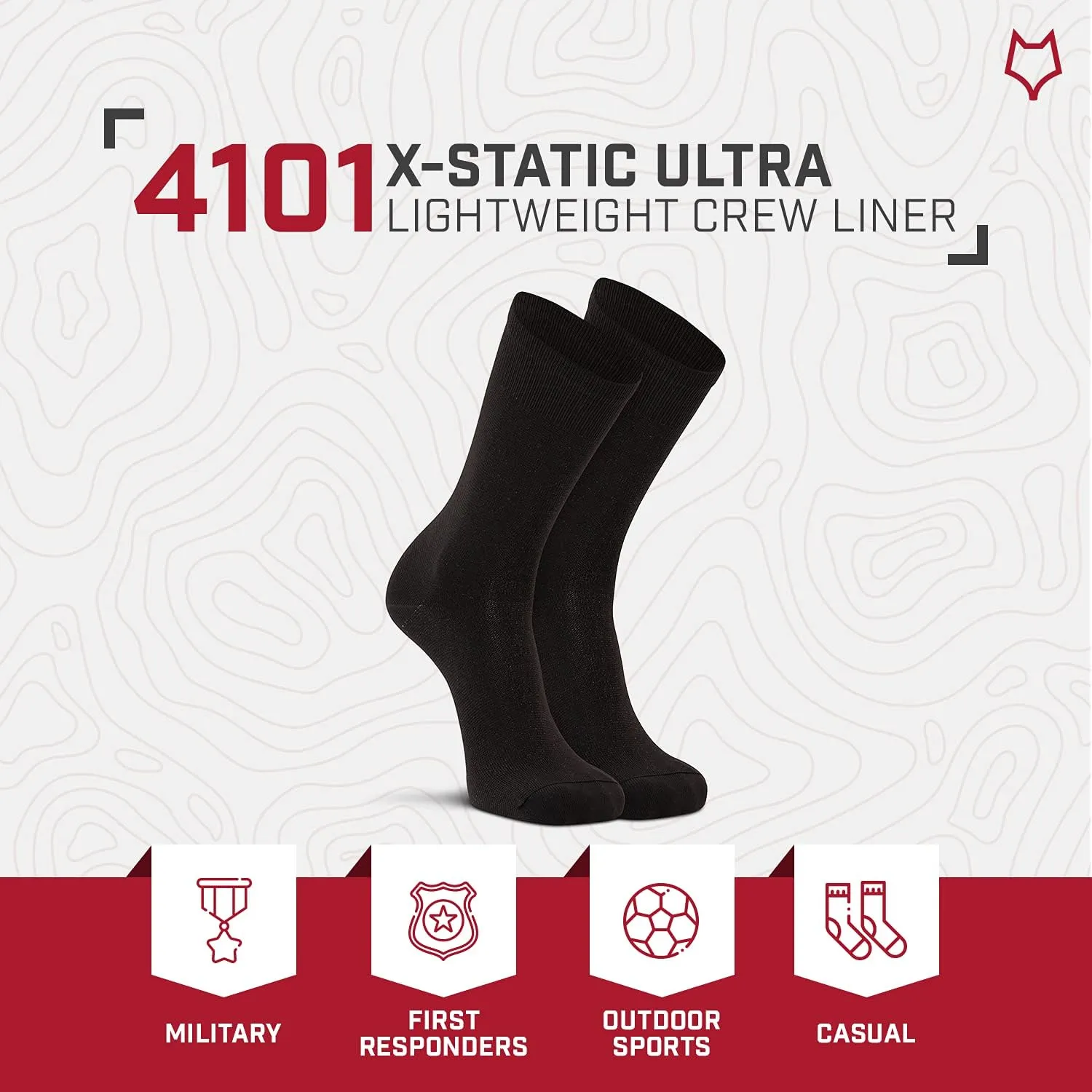 FOX RIVER Men's X-Static Ultra-Lightweight Liner Crew Socks