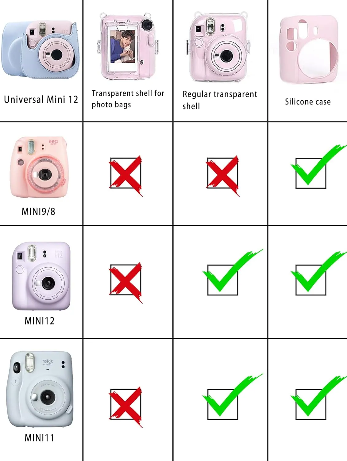 Frankmate Instant Camera Case Compatible with Fujifilm Instax Mini 11/9/8/8  PU Leather Bag with Pocket and Adjustable Shoulder Strap Mini Photo Album (Pink)