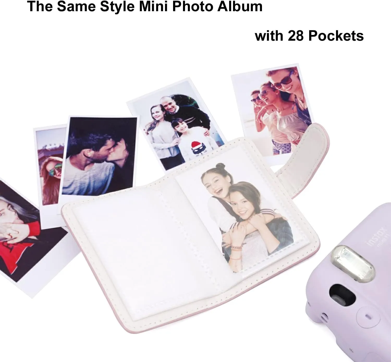 Frankmate Instant Camera Case Compatible with Fujifilm Instax Mini 11/9/8/8  PU Leather Bag with Pocket and Adjustable Shoulder Strap Mini Photo Album (Pink)