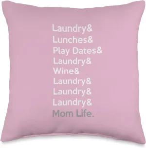 Fred's Threds Life Funny Mama Bear Mother Boy Girl Mom SAHM Wine Throw Pillow, 16x16, Multicolor