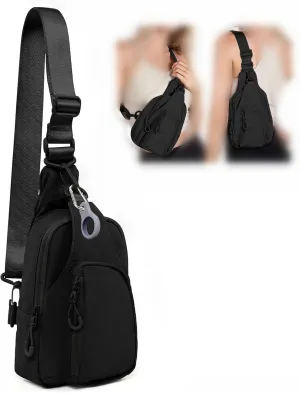 FREE ROCK Small Crossbody Sling Bag Mini Nylon Cross Body Bag Hiking Backpack Chest Pack Side Shoulder Bags Purse For Women Men (Black), YJ2024001