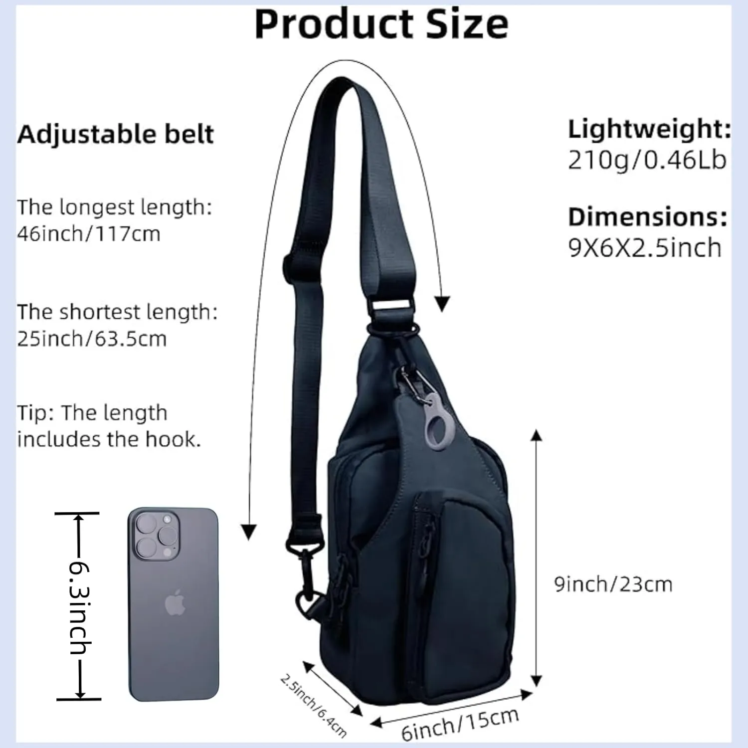 FREE ROCK Small Crossbody Sling Bag Mini Nylon Cross Body Bag Hiking Backpack Chest Pack Side Shoulder Bags Purse For Women Men (Black), YJ2024001