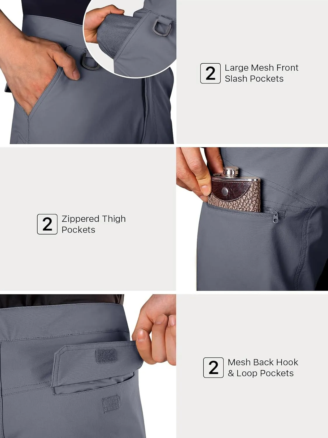 FREE SOLDIER Men's Cargo Hiking Shorts with Belt Lightweight Quick Dry Tactical Shorts with Pockets for Casual Work Golf