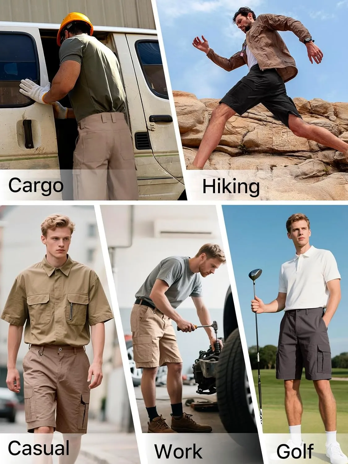 FREE SOLDIER Men's Hiking Cargo Shorts Water Resistant Quick Dry Lightweight Shorts for Hiking Cargo Casual with 10 Pockets