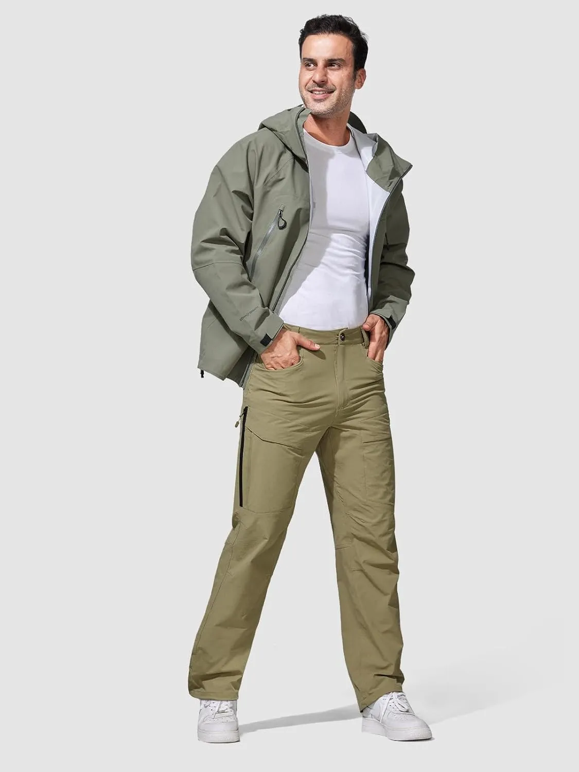 FREE SOLDIER Men's Hiking Pants Water Resistant Quick Dry Lightweight Tactical Cargo Work Pants for Travel Outdoor
