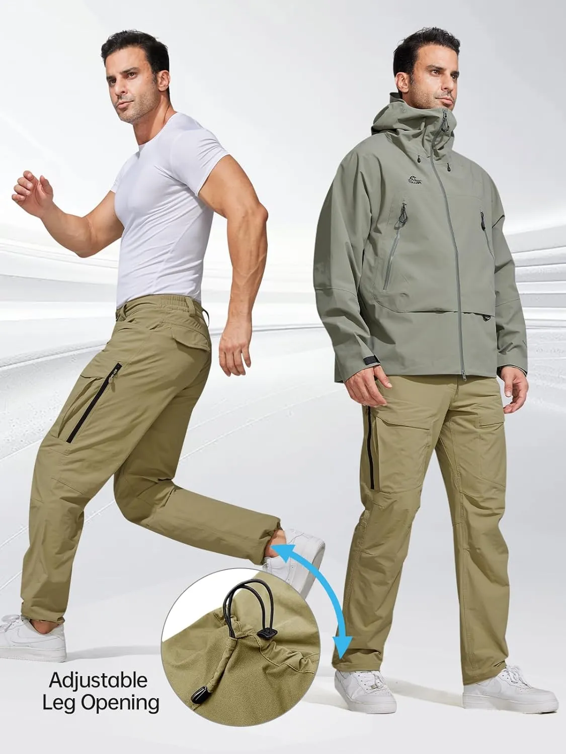 FREE SOLDIER Men's Hiking Pants Water Resistant Quick Dry Lightweight Tactical Cargo Work Pants for Travel Outdoor