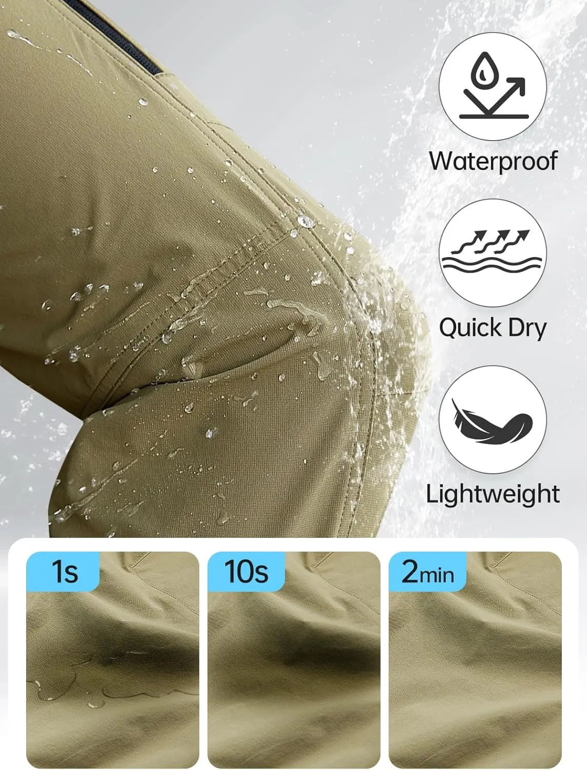 FREE SOLDIER Men's Hiking Pants Water Resistant Quick Dry Lightweight Tactical Cargo Work Pants for Travel Outdoor