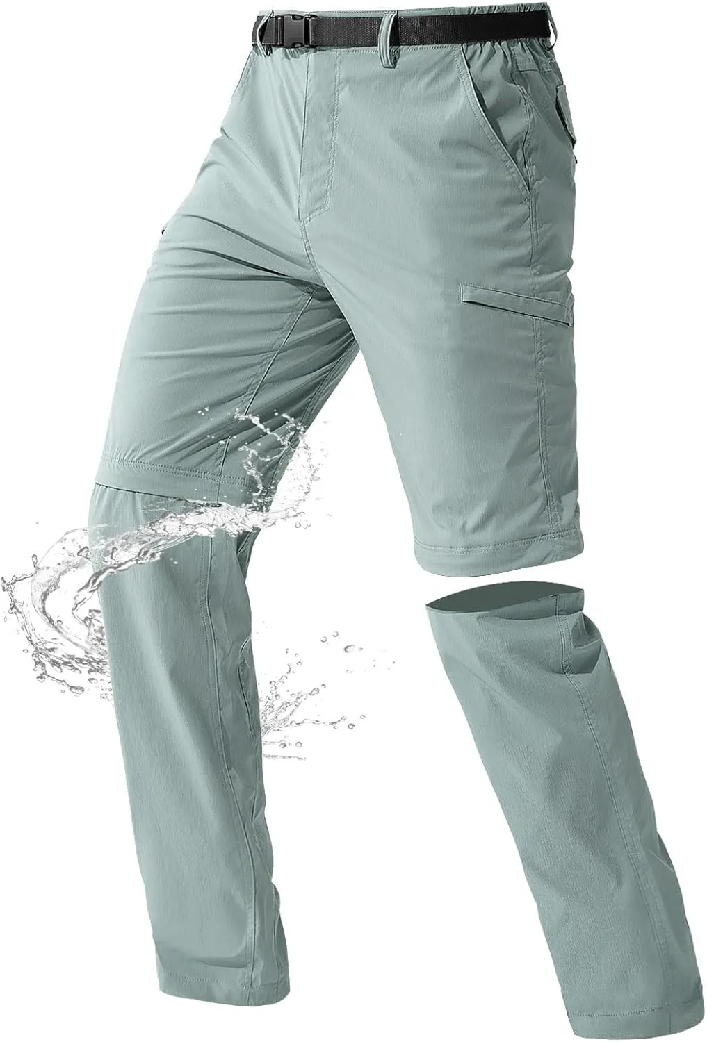 FREE SOLDIER Men's Outdoor Convertible Hiking Pants with Belt Lightweight Quick Dry Tactical Cargo Pants Nylon Spandex