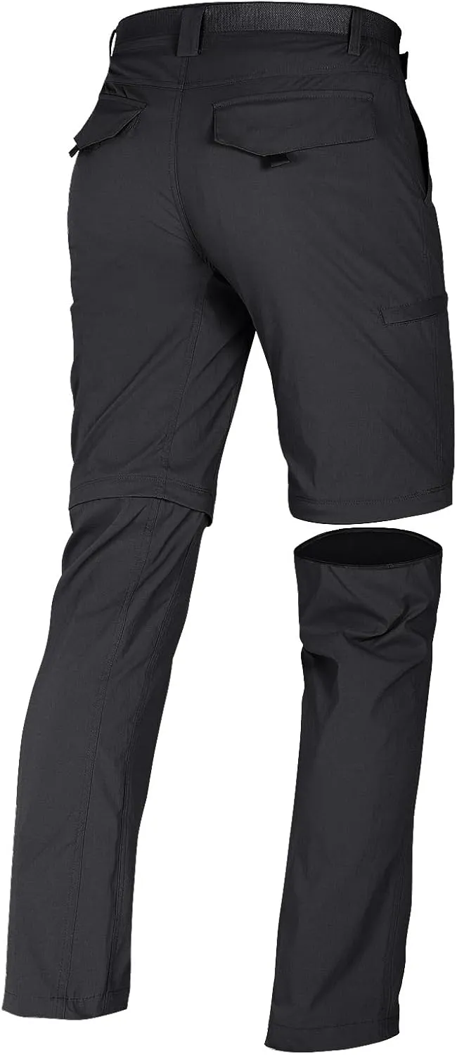 FREE SOLDIER Men's Outdoor Convertible Hiking Pants with Belt Lightweight Quick Dry Tactical Cargo Pants Nylon Spandex