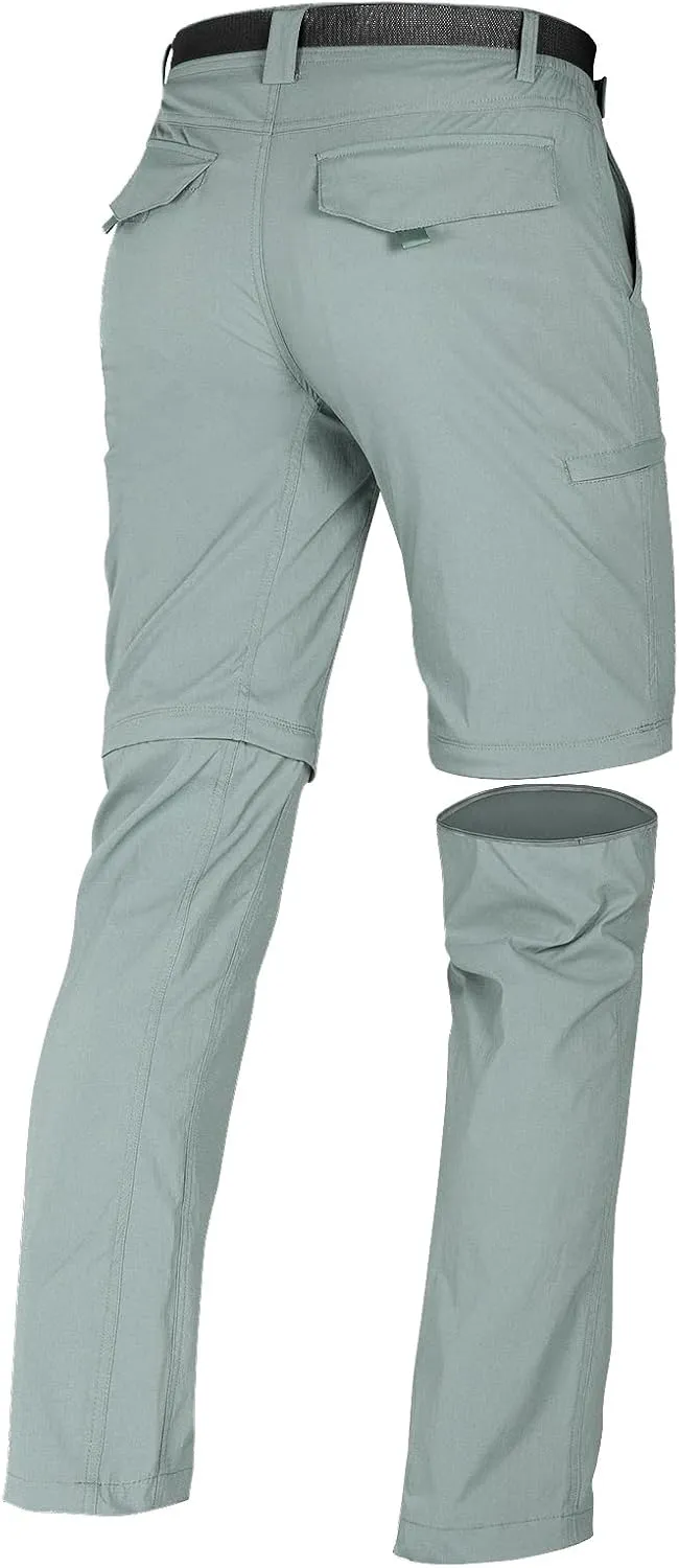 FREE SOLDIER Men's Outdoor Convertible Hiking Pants with Belt Lightweight Quick Dry Tactical Cargo Pants Nylon Spandex