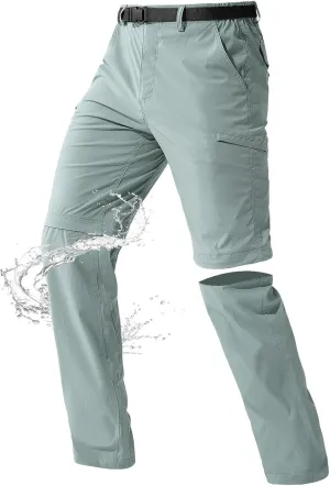 FREE SOLDIER Men's Outdoor Convertible Hiking Pants with Belt Lightweight Quick Dry Tactical Cargo Pants Nylon Spandex