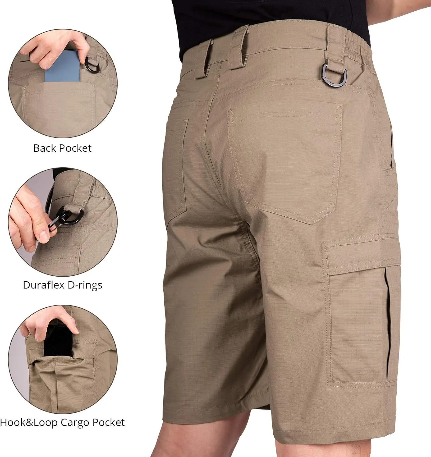FREE SOLDIER Men's Water Resistant Tactical Hiking Shorts Relaxed Fit Work Cargo Shorts