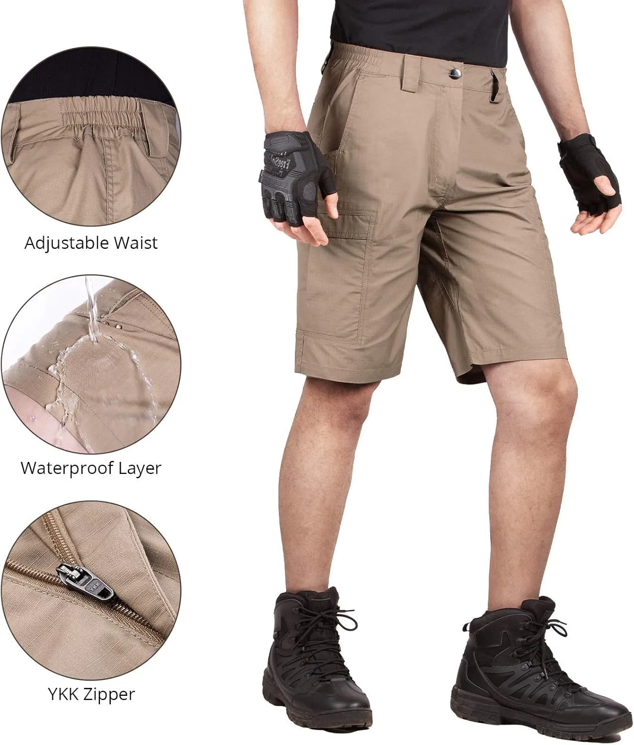 FREE SOLDIER Men's Water Resistant Tactical Hiking Shorts Relaxed Fit Work Cargo Shorts